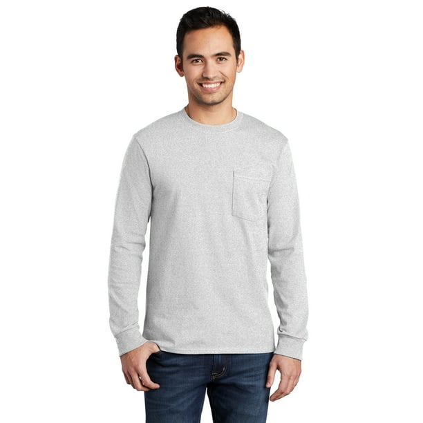 Port & Company Tall Long Sleeve Essential Pocket Tee PC61LSPT Port & Company Tall Long Sleeve Essential Pocket Tee PC61LSPT